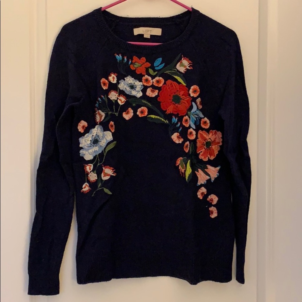 Loft floral embroidered sweater